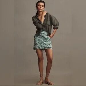 ANTHROPOLOGIE Printed Embroidered Lace Mini Skirt NWT
